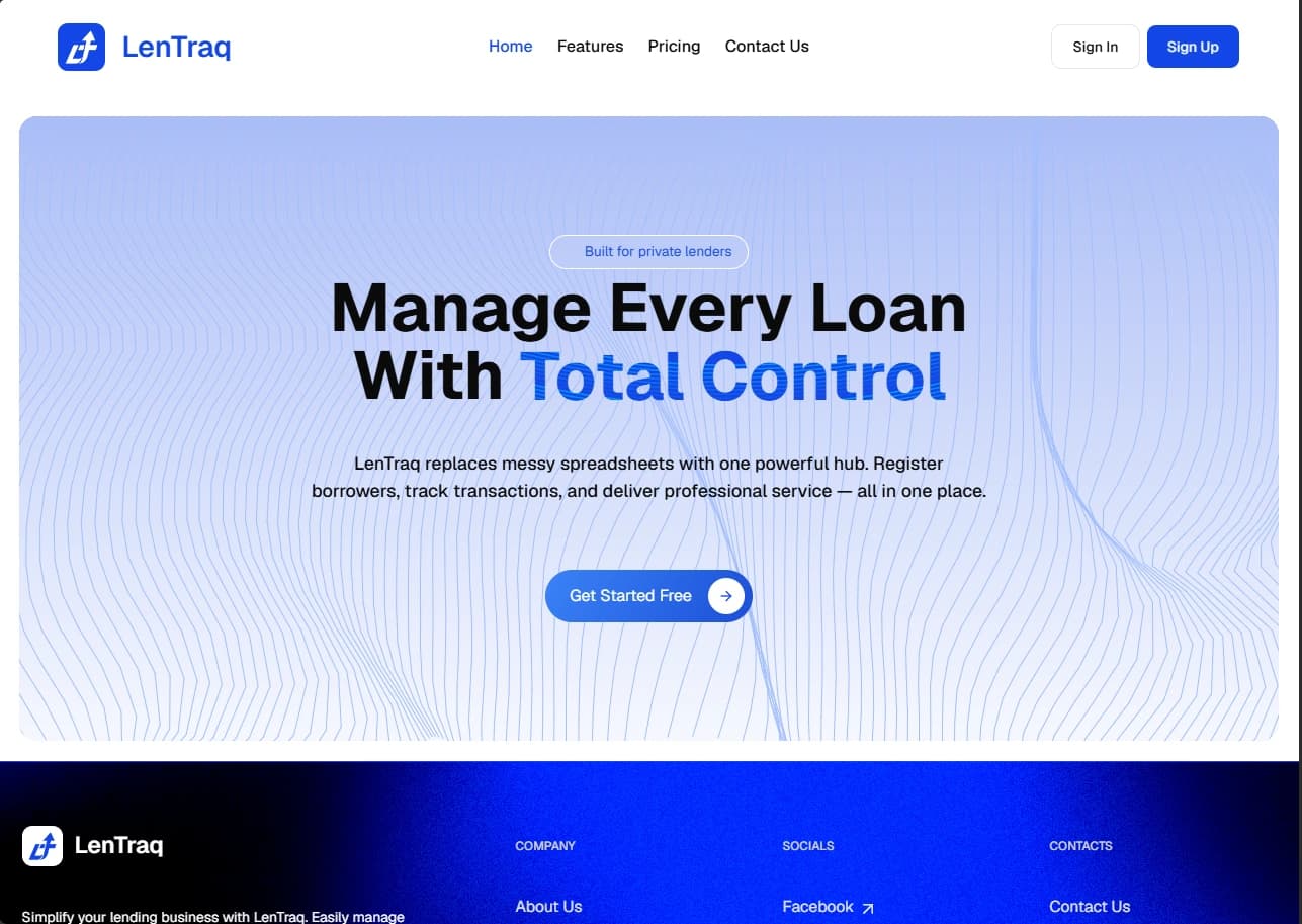 LenTraq Landing Page